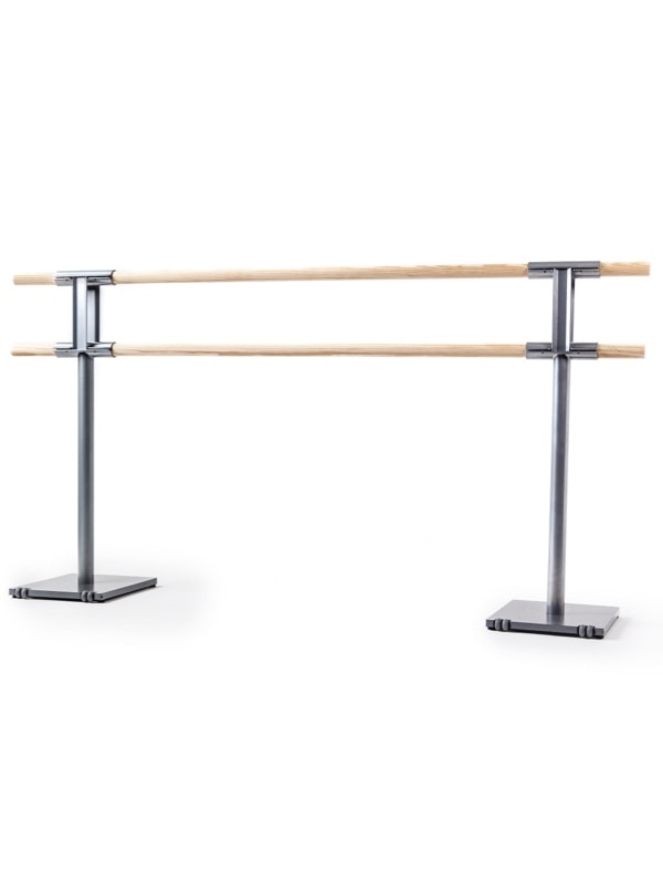 Barre de Danse Classique Double Autoportante 120 cm Hauteur Réglable Ø 38  mm en Bois de Hêtre Pose Libre pour Yoga Exercice Noir