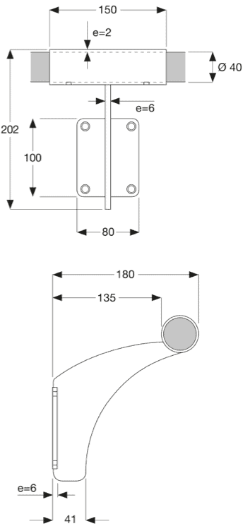 Soporte de pared para una barra de madera Arabesque 