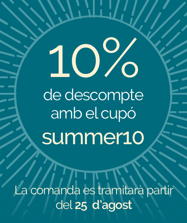 10% de descompte amb el cupó summer10. La comanda es tramitarà partir del 25 d’agost.