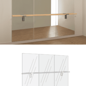 Wall mirror with wall ballet barre