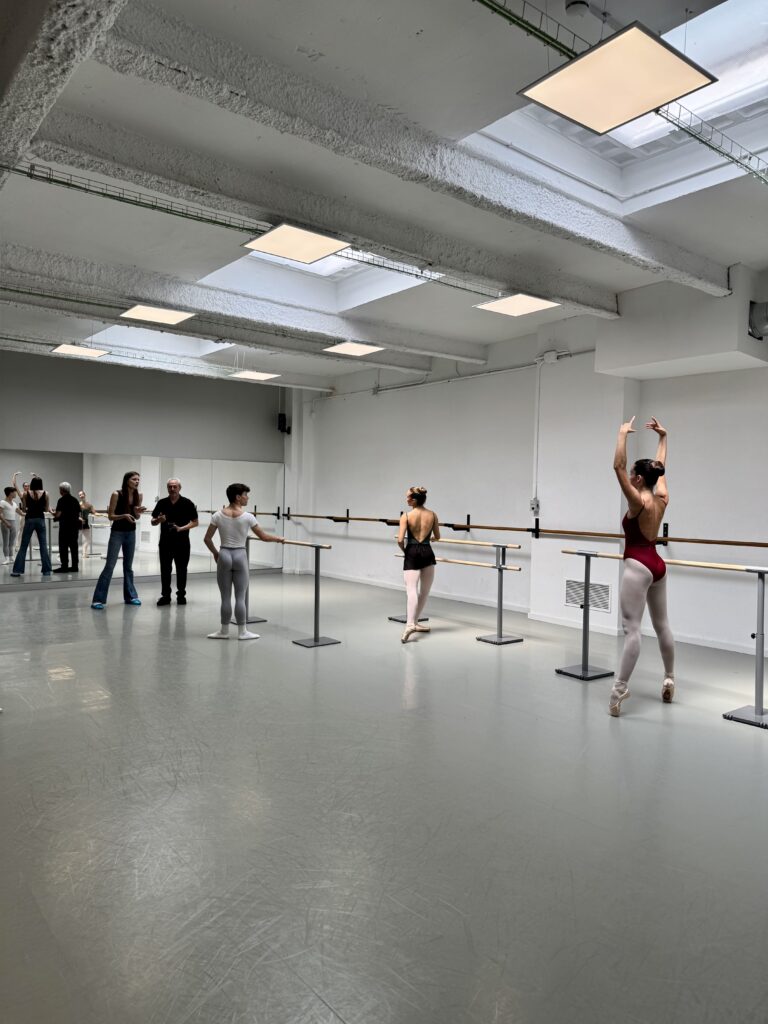Warm-up for dance session with mobile ballet bars